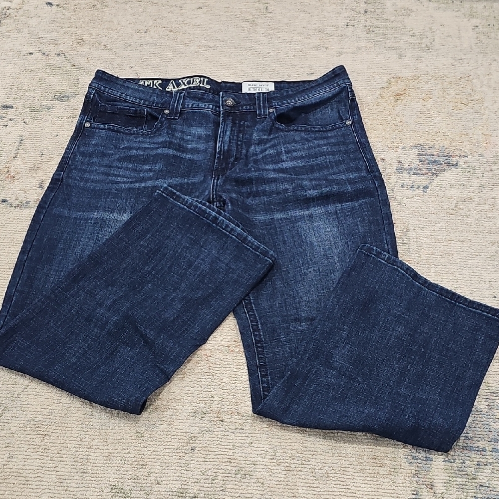 TK AXEL Mens Slim Boot Jeans Size 34×30 Dark Blue Denim